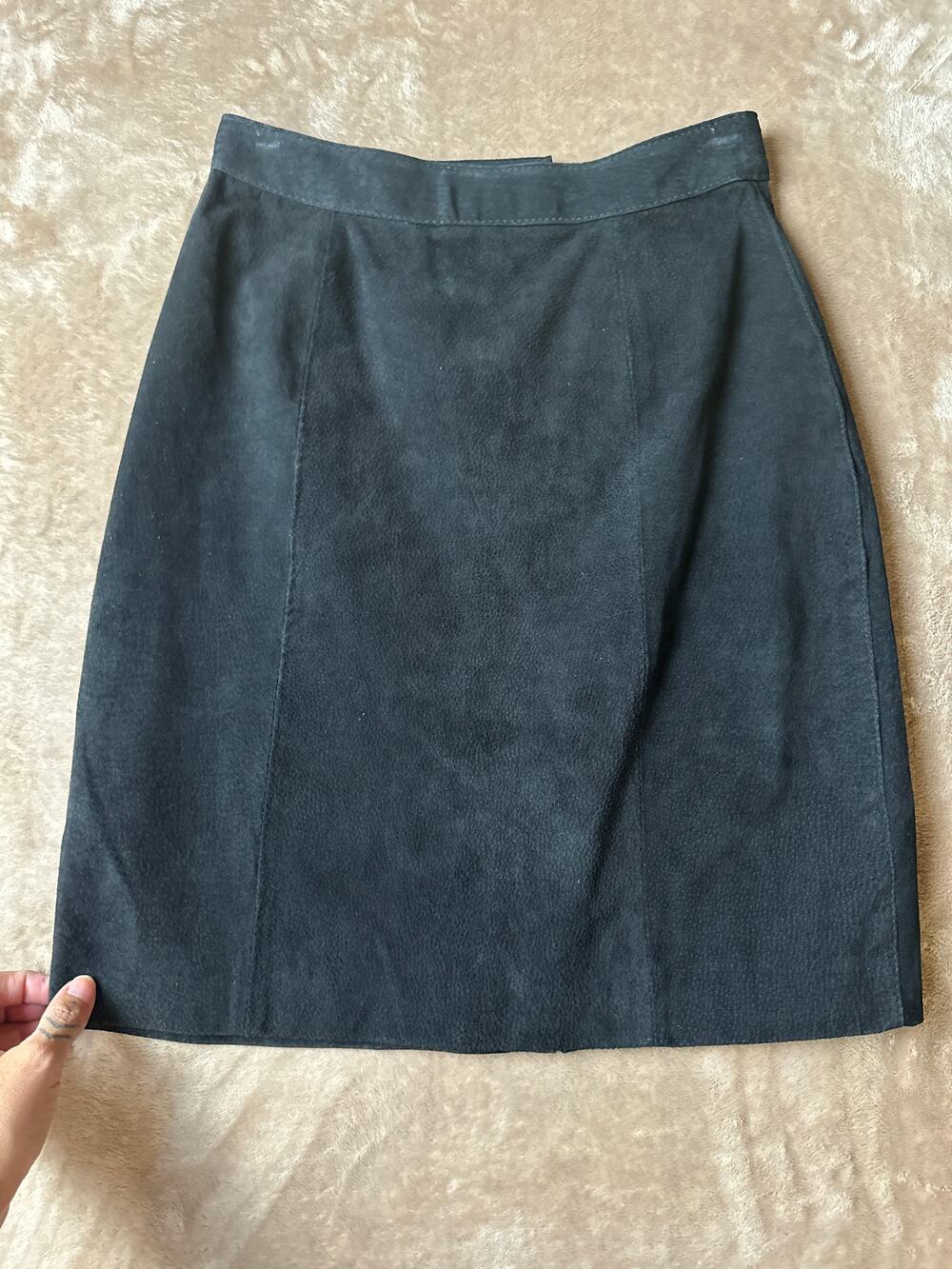 The Limited 100% Leather Black A-Line Skirt Knee Length Women’s